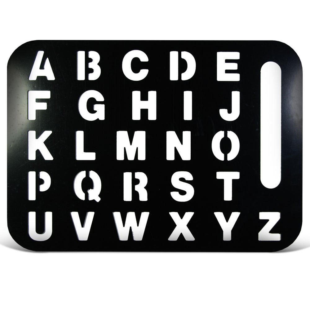 The black A-Z letterboard used in practice sessions